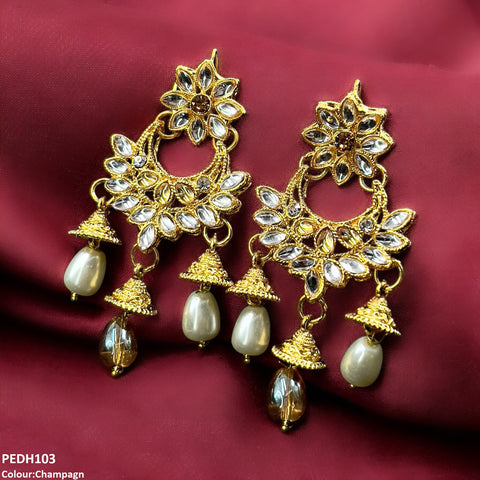 PEDH103 FRN Jhumki Pearl Drop Earrings  - PEDH