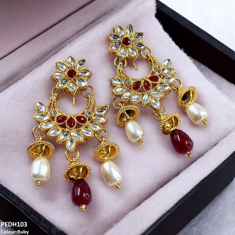 PEDH103 FRN Jhumki Pearl Drop Earrings  - PEDH