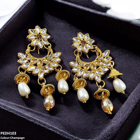 PEDH103 FRN Jhumki Pearl Drop Earrings  - PEDH