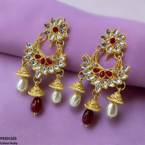 PEDH103 FRN Jhumki Pearl Drop Earrings  - PEDH