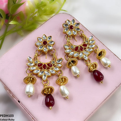 PEDH103 FRN Jhumki Pearl Drop Earrings  - PEDH