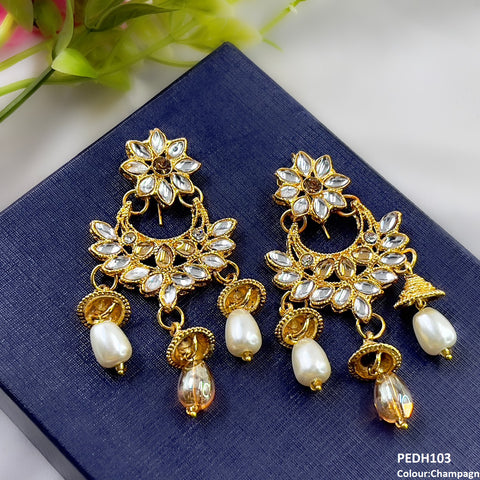 PEDH103 FRN Jhumki Pearl Drop Earrings  - PEDH