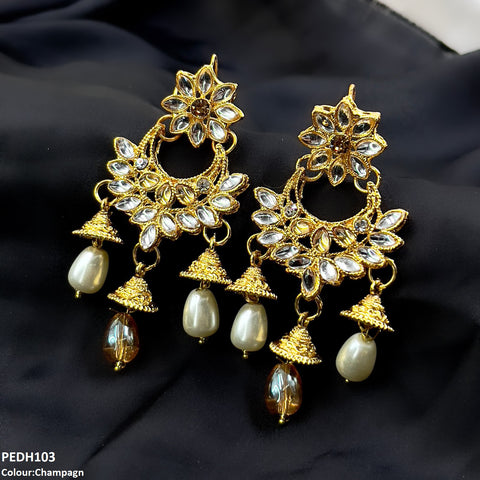 PEDH103 FRN Jhumki Pearl Drop Earrings  - PEDH