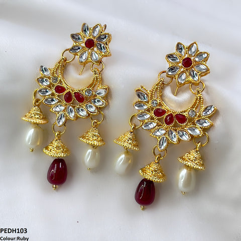 PEDH103 FRN Jhumki Pearl Drop Earrings  - PEDH