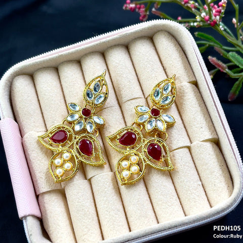 PEDH105 FRN Double Eye Drop Earrings  - PEDH