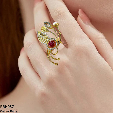 PRH037 FRN Round Leaf Ring Adjustable- PRH