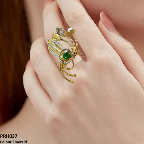 PRH037 FRN Round Leaf Ring Adjustable- PRH