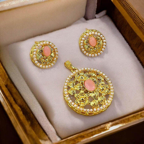 PPSH00250 MZM Flower Oval Pendant Set