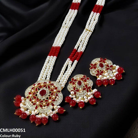 CMLH00051 SDQ Round Pearl Drop Mala Set - CMLH