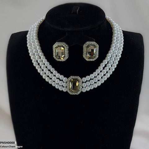 PNSH00005 SDQ Rectangle Necklace Set - PNSH