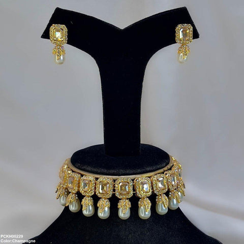 PCKH00229 SDQ Rectangle Pearl Choker Set -  PCKH