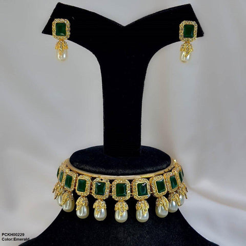 PCKH00229 SDQ Rectangle Pearl Choker Set -  PCKH