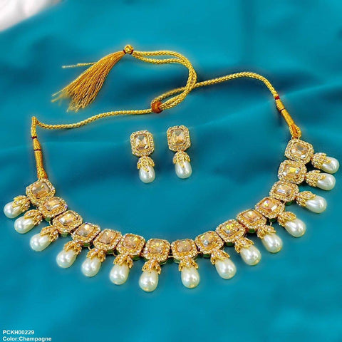 PCKH00229 SDQ Rectangle Pearl Choker Set -  PCKH