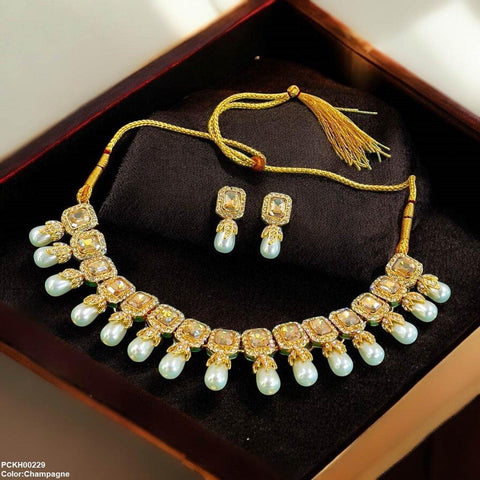 PCKH00229 SDQ Rectangle Pearl Choker Set -  PCKH