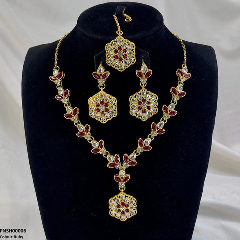 PNSH00006 FRN Tear/Flower Drop Necklace Set - PNSH