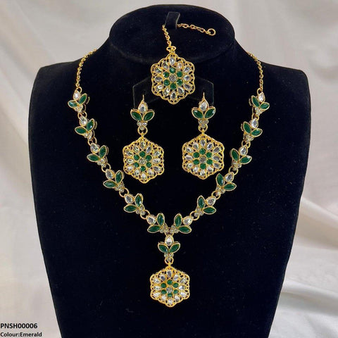 PNSH00006 FRN Tear/Flower Drop Necklace Set - PNSH