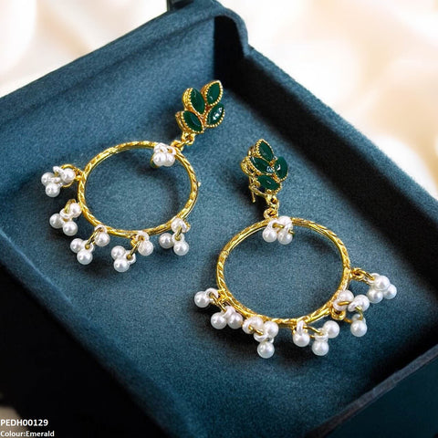 PEDH00129 FRN Tear Round Drop Earrings - PEDH
