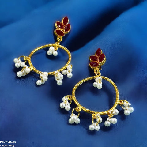 PEDH00129 FRN Tear Round Drop Earrings - PEDH