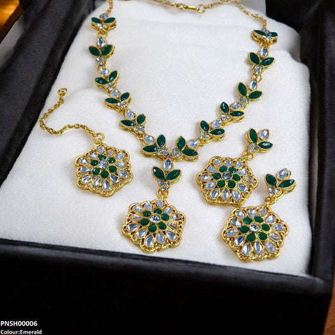 PNSH00006 FRN Tear/Flower Drop Necklace Set - PNSH