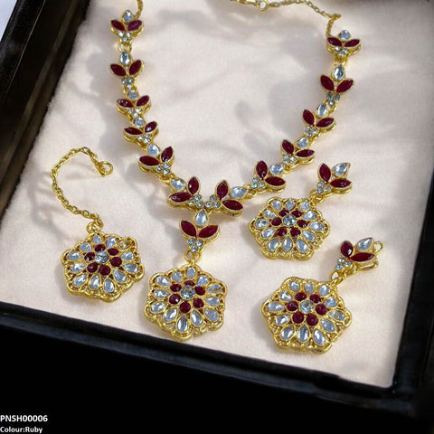 PNSH00006 FRN Tear/Flower Drop Necklace Set - PNSH