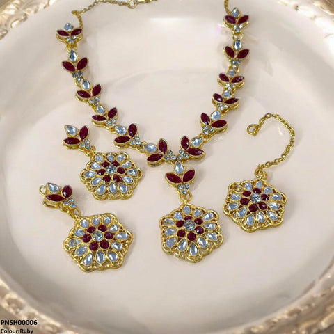 PNSH00006 FRN Tear/Flower Drop Necklace Set - PNSH