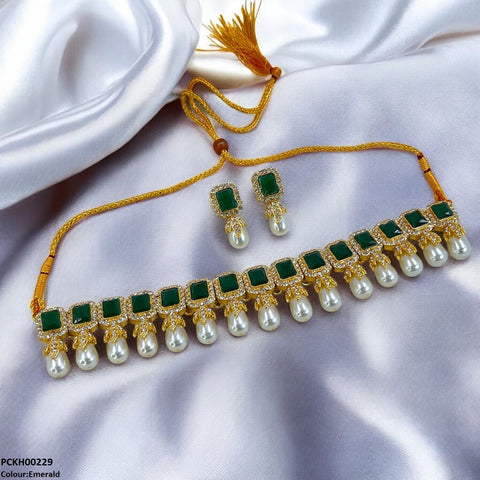 PCKH00229 SDQ Rectangle Pearl Choker Set -  PCKH