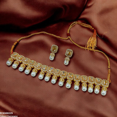 PCKH00229 SDQ Rectangle Pearl Choker Set -  PCKH