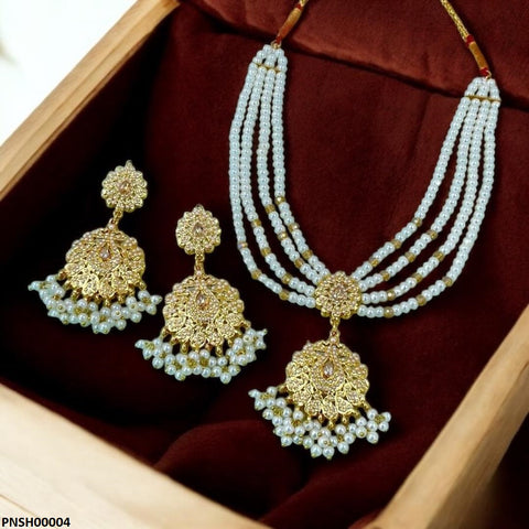 PNSH00004 MZM Pearl Drop Necklace Set - PNSH