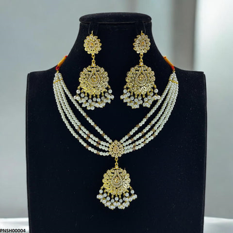 PNSH00004 MZM Pearl Drop Necklace Set - PNSH