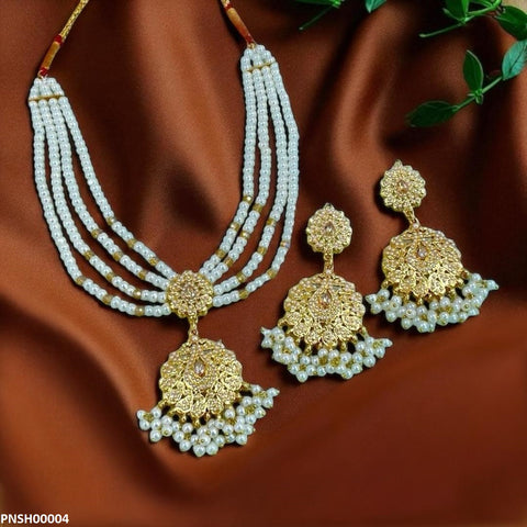 PNSH00004 MZM Pearl Drop Necklace Set - PNSH