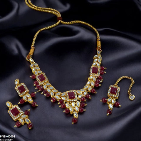 PNSH00008 FRN Rectangle/Tear Necklace Set - PNSH