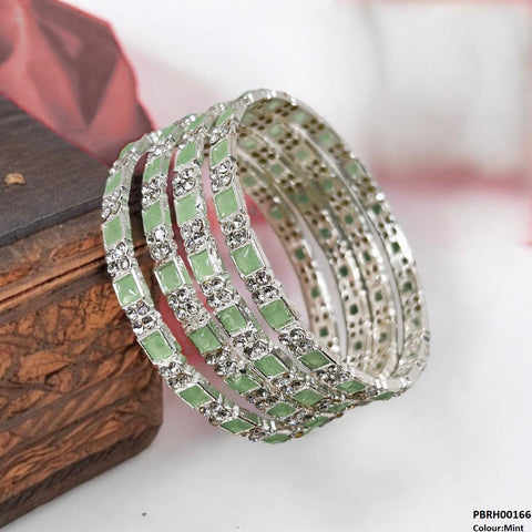 PBRH00166 SDQ Square Round Bangles 4 Pcs Set - PBRH
