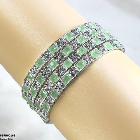 PBRH00166 SDQ Square Round Bangles 4 Pcs Set - PBRH