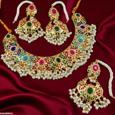 PNSH00013 SDQ Oval Multi  Necklace Set - PNSH