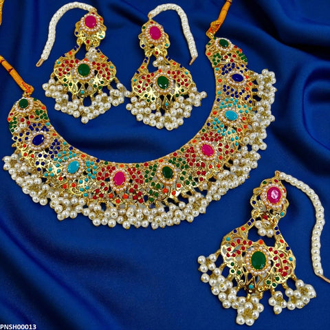 PNSH00013 SDQ Oval Multi  Necklace Set - PNSH