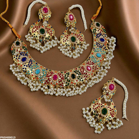 PNSH00013 SDQ Oval Multi  Necklace Set - PNSH