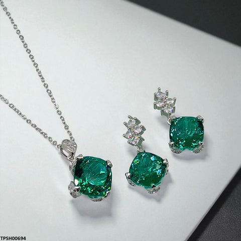 TPSH00694 KYC Imp Square Stone  Pendant Set - TPSH
