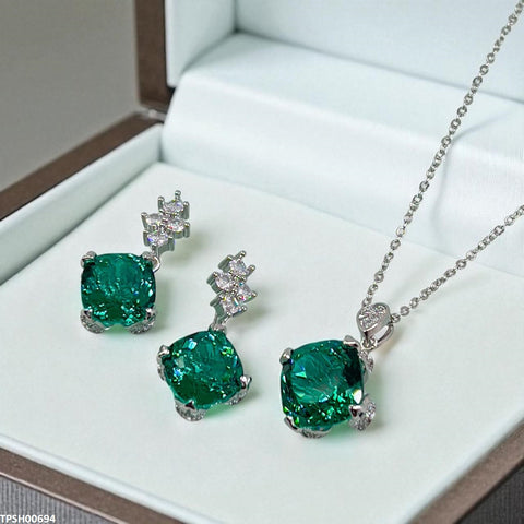 TPSH00694 KYC Imp Square Stone  Pendant Set - TPSH