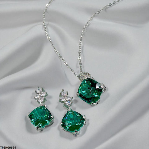 TPSH00694 KYC Imp Square Stone  Pendant Set - TPSH