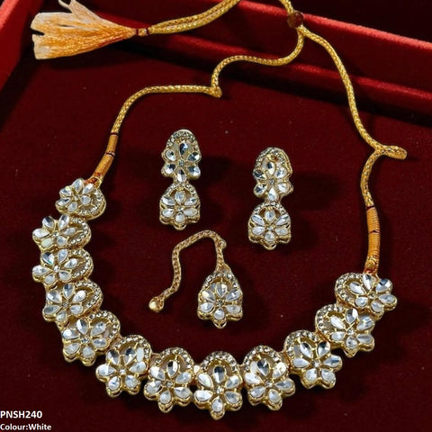 PNSH240 SDQ Flower Tear Stone Necklace Set - PNSH