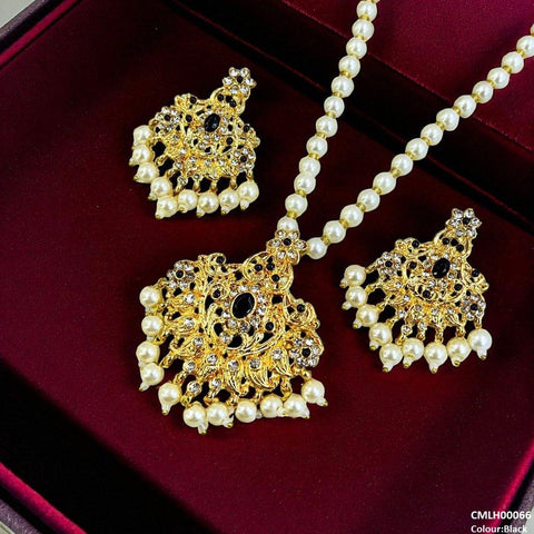 CMLH00066 MZM Oval/Flower Pearl Drop Mala Set -CMLH