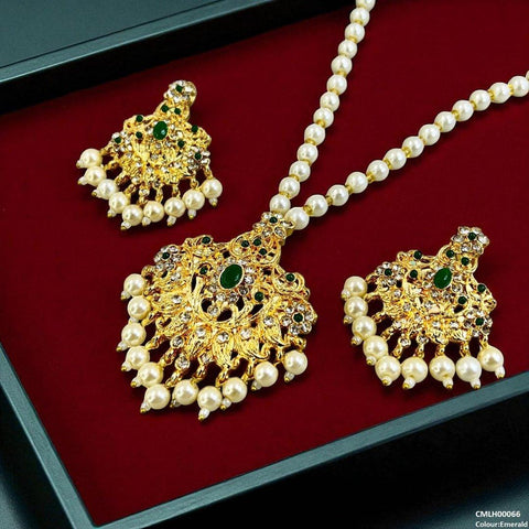 CMLH00066 MZM Oval/Flower Pearl Drop Mala Set -CMLH