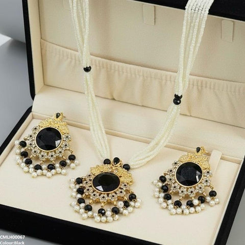 CMLH00067 MZM Round Pearl Drop Mala Set - CMLH