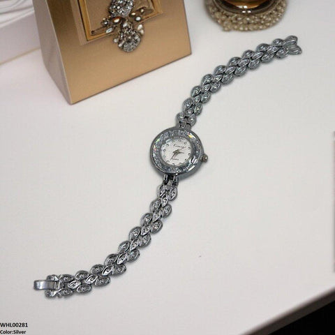 WHL00281 ZWA Round Rhinestone Bezel Dial Watch - WHL