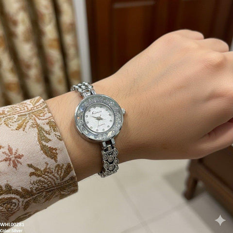 WHL00281 ZWA Round Rhinestone Bezel Dial Watch - WHL