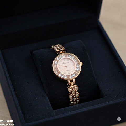 WHL00281 ZWA Round Rhinestone Bezel Dial Watch - WHL