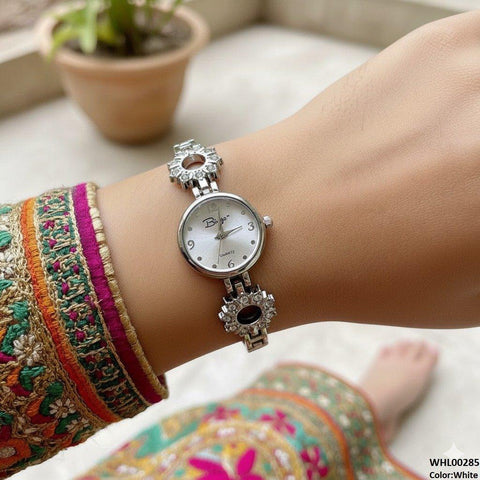 WHL00285 ZWA Round Silver Rhinestone Watch - WHL
