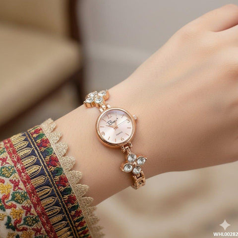 WHL00282 ZWA Round Flower Chain Watch - WHL