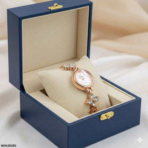 WHL00282 ZWA Round Flower Chain Watch - WHL
