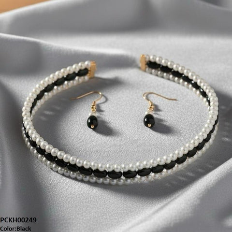 PCKH00249 FRN Three-Layered Pearl Choker Set - PCKH